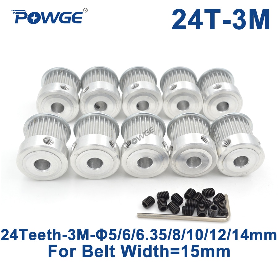 POWGE 10pcs 24 Teeth HTD 3M Ÿ̹ Ǯ  5/6/6.35/8/10/12/14mm  15mm 3M  Ʈ Ǯ HTD3M 24 T 24 Teeth